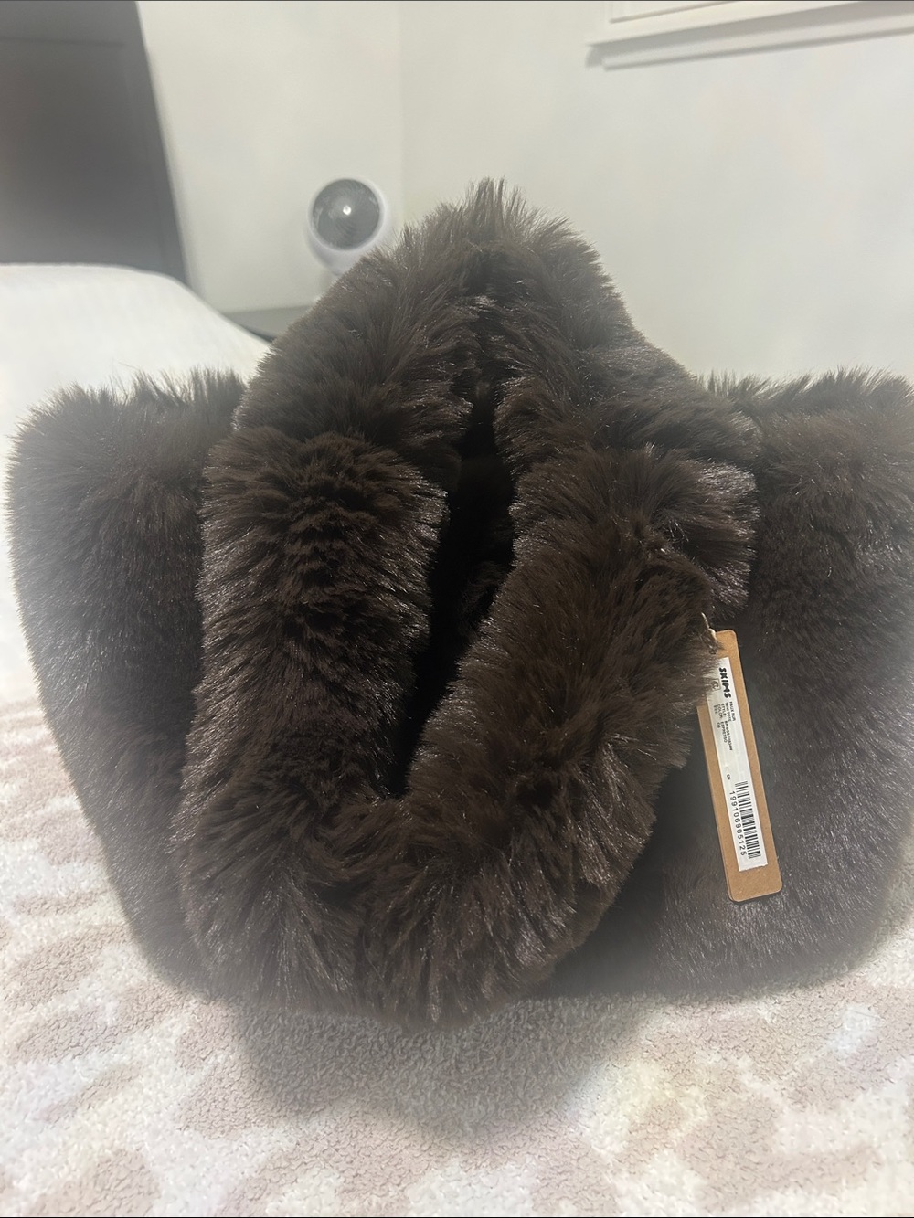 SKIMS Faux Fur Tote in Dark Brown Plush